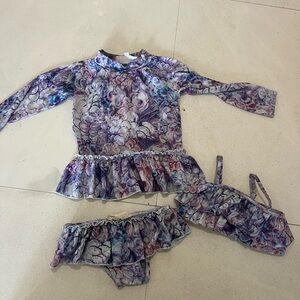 Tutu Du Monde Purple Floral Kids Rashguard Set